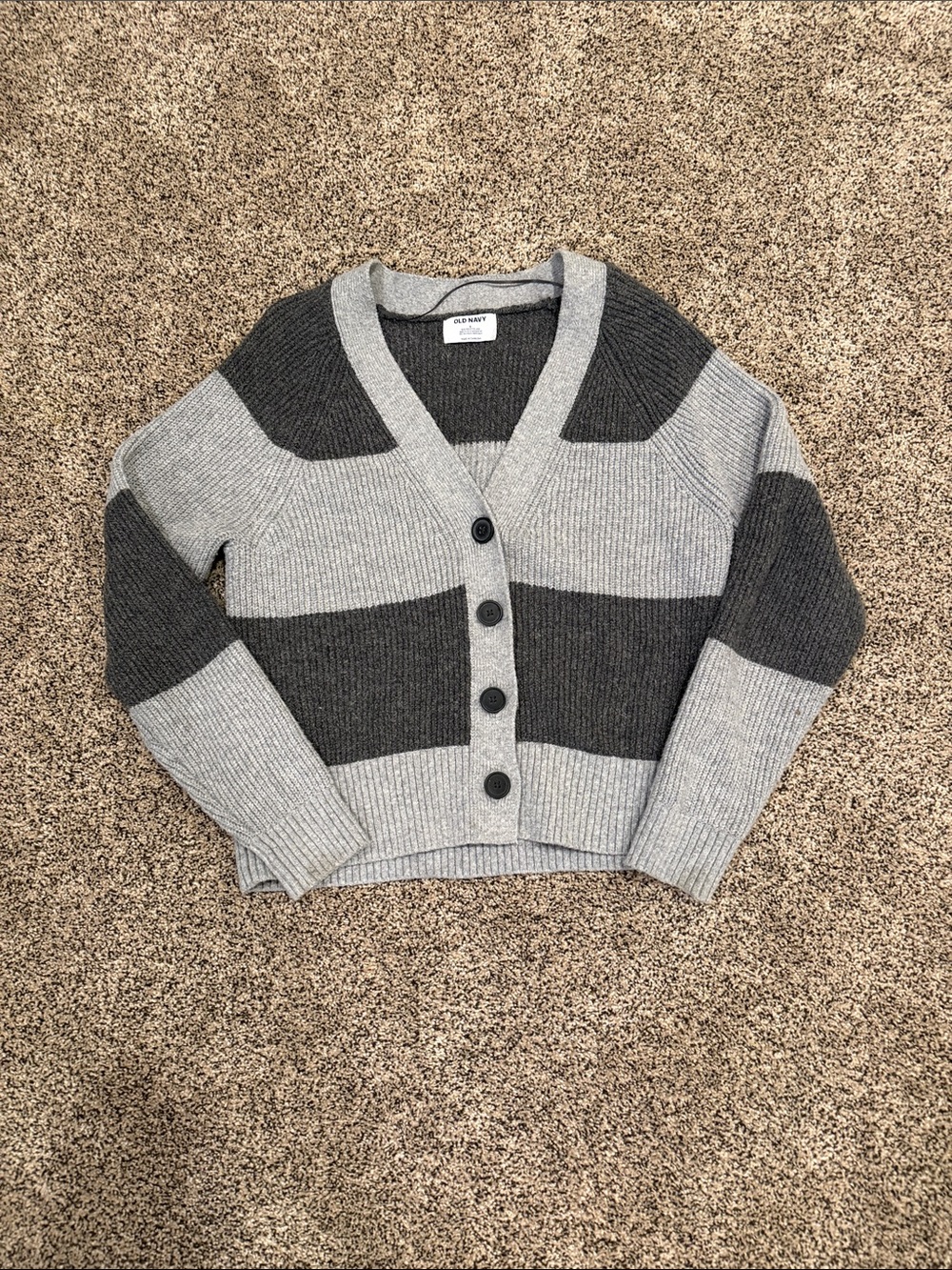 Old Navy Two-Tone Gray Striped V-Neck Cardigan